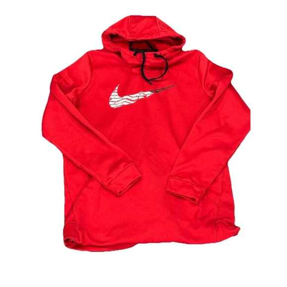 Nike Mens Therma Fleece Pullover GFX 2 Hoodie BV2784 Red Size XL Sweatshirt - Picture 1 of 3